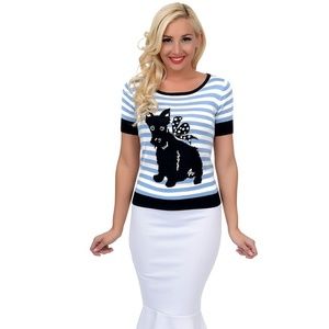 Hell Bunny Scottie Dog Knit Top XS NWOT